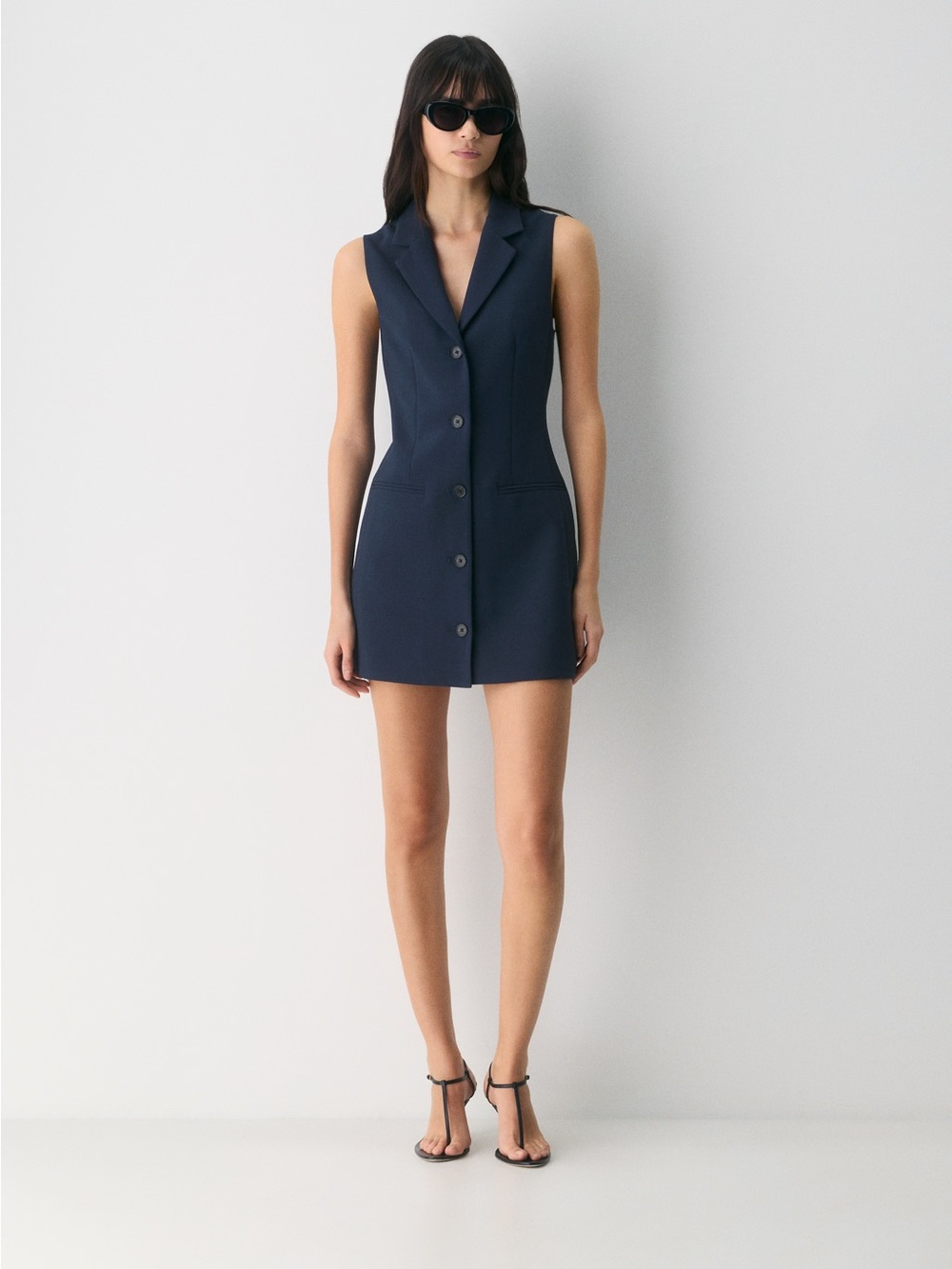 Aritzia Babaton Mastermind Navy Blue Pinstripe Dress